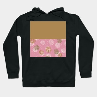 Gold Horizontal Split Colorful Pinecone Pattern on Pink Hoodie